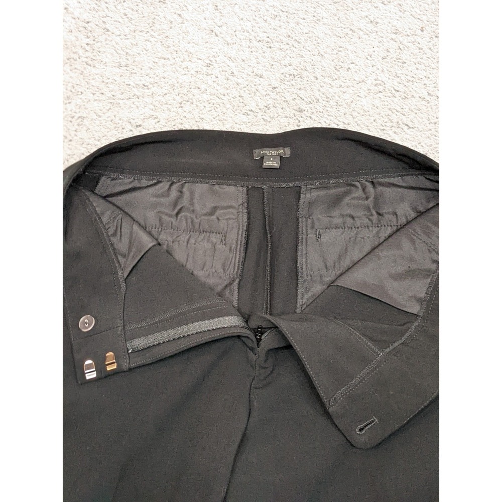 Ann Taylor Factory Size 8 32x27 Black Career Dress Pants Flare Wide Stretch EUC - Picture 3 of 11